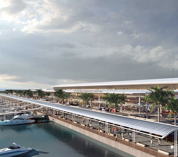 Velana International Airport located on Hulhule Island in the Maldives