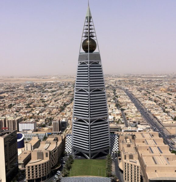 Faisaliyah Tower in Riyadh, the first skyscraper built in Saudi Arabia by SBG
